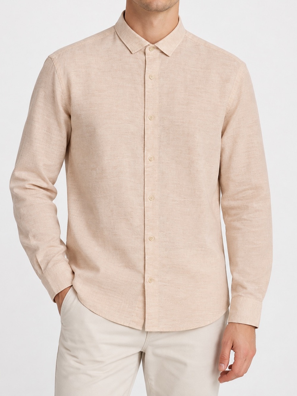 2/49$ FRANK AND OAK beige buttoned shirt size small
